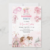 Sleepover pyjama kids verjaardagsfeestje kaart (Voorkant)