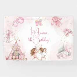 Sleepover pyjama kids verjaardagsfeestje spandoek