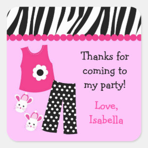 Sleepover pyjama verjaardagsfeestje gunst Stickers