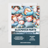 Sleepover slapen kinder sluimer pyjama cartoon ple kaart (Voorkant)