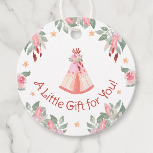 Sleepover Slumber Party Girl Pink Teepee Birthday Bedankjes Labels (Voorkant)