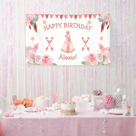 Sleepover Slumber Party Girl Pink Teepee Birthday Spandoek