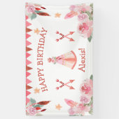 Sleepover Slumber Party Girl Pink Teepee Birthday Spandoek (Verticaal)