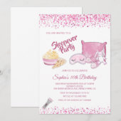 Sleepover Slumber Party Girl Spa Pink Birthday Kaart (Voorkant / Achterkant)