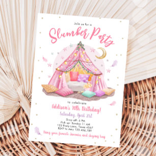 Sleepover Slumber Party Glamping Tent Verjaardag Kaart