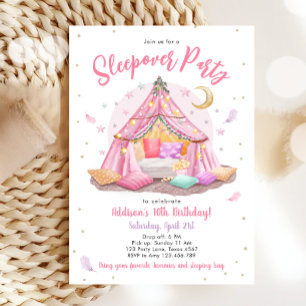 Sleepover Slumber Party Glamping Tent Verjaardag Kaart