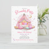Sleepover Slumber Party Glamping Tent Verjaardag Kaart (Staand voorkant)