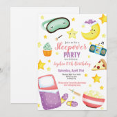 Sleepover Slumber Party Meisje Verjaardag Kaart (Voorkant / Achterkant)