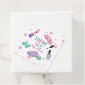 Sleepover slumber party roze paarse tween bedankjes labels (In situ)