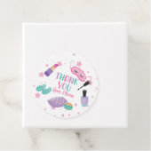 Sleepover slumber party roze paarse tween bedankjes labels (In situ)