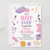 Sleepover slumber party roze paarse tween kaart (Voorkant)