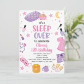 Sleepover slumber party roze paarse tween kaart (Staand voorkant)