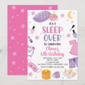 Sleepover slumber party roze paarse tween kaart (Voorkant / Achterkant)