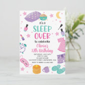 Sleepover slumber party roze paarse tween kaart (Staand voorkant)