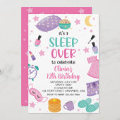 Sleepover slumber party roze paarse tween kaart (Voorkant / Achterkant)