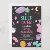 Sleepover slumber party roze paarse tween kaart (Voorkant)