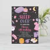 Sleepover slumber party roze paarse tween kaart (Staand voorkant)