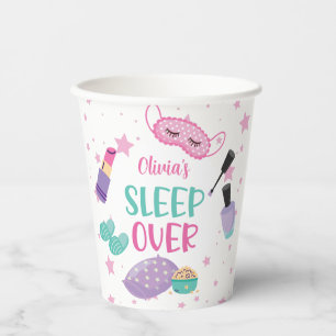Sleepover slumber party roze paarse tween papier p papieren bekers