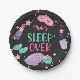 Sleepover slumber party roze paarse tween papier p papieren bordje