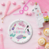 Sleepover slumber party roze paarse tween papieren bordje (Feest)