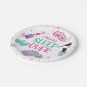 Sleepover slumber party roze paarse tween papieren bordje (Gekanteld)