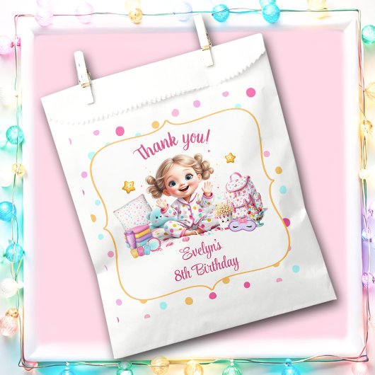 Sleepover Slumber Party Roze Schattige Meisje Polk Bedankzakje