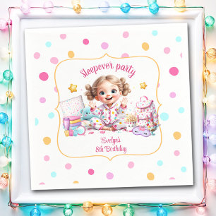 Sleepover Slumber Party Roze Schattige Meisje Polk Servet