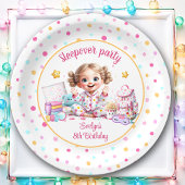 Sleepover Slumber Party Roze Schattige Meisje Verj Papieren Bordje