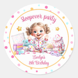 Sleepover Slumber Party Roze Schattige Meisje Verj Ronde Sticker