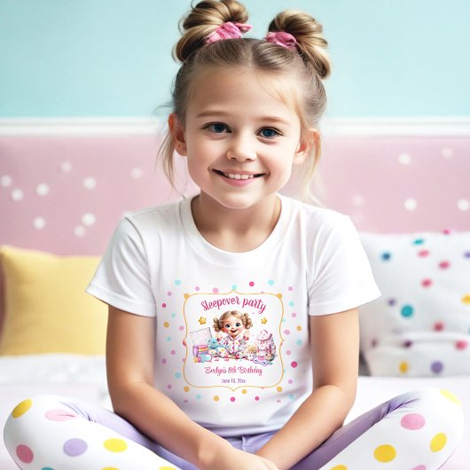 Sleepover Slumber Party Schattige Meisje Verjaarda Kinder Shirts
