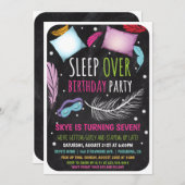 Sleepover Slumber Party Verjaardagsuitnodiging Kaart (Voorkant / Achterkant)