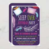 Sleepover Slumber Party Verjaardagsuitnodiging Kaart (Voorkant / Achterkant)