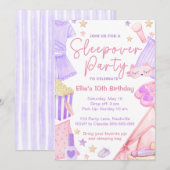 Sleepover Slumber Party Verjaardagsuitnodiging Kaart (Voorkant / Achterkant)