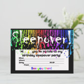 sleepover slumper nodigt kaart (Staand voorkant)