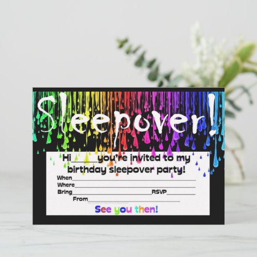 sleepover slumper nodigt kaart (Staand voorkant)