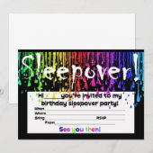 sleepover slumper nodigt kaart (Voorkant / Achterkant)