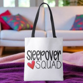 Sleepover Squad Heart Party Favor Custom Tote Bag