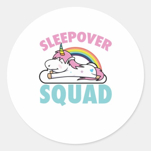 Sleepover Squad Rainbow Magical Overnight Ronde Sticker (Voorkant)