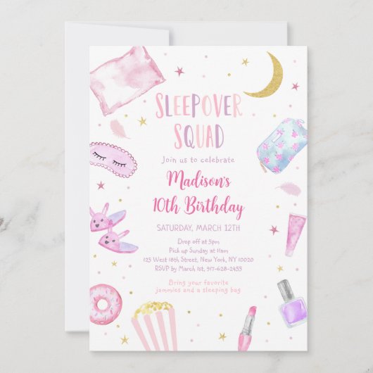 Sleepover Squad Slumber Party Roze Tween Verjaarda Kaart (Voorkant)