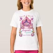 Sleepover squad Verjaardag roze paarse glitter T-shirt (Voorkant)