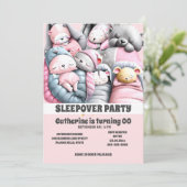 Sleepover stripdieren slapen roze grijs sluimer kaart (Staand voorkant)