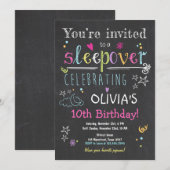 Sleepover Uitnodiging Slumber Party Pyjamas Girl (Voorkant / Achterkant)