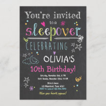 Sleepover Uitnodiging Slumber Party Pyjamas Girl