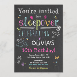 Sleepover Uitnodiging Slumber Party Pyjamas Girl