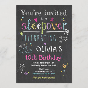 Sleepover Uitnodiging Slumber Party Pyjamas Girl