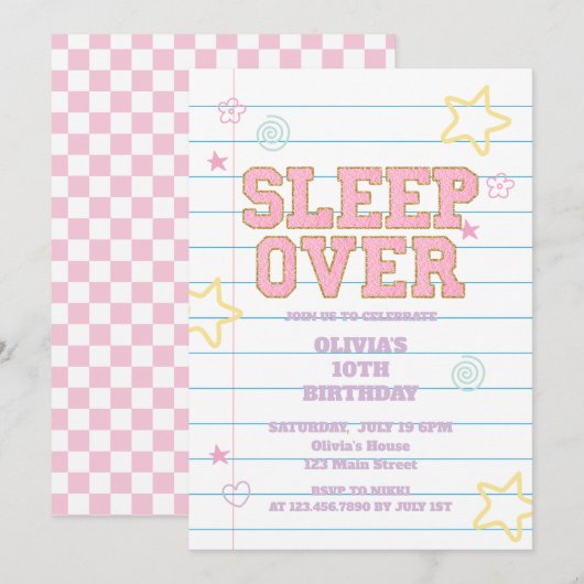 Sleepover varsity patch notitieboek kaart (Voorkant / Achterkant)