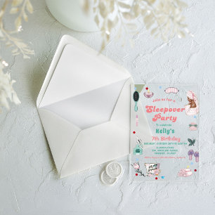 Sleepover Verjaardag Pamper Party Verjaardag Acryl Uitnodigingen