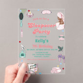 Sleepover Verjaardag Pamper Party Verjaardag Acryl Uitnodigingen (Insitu (Draagbaar))