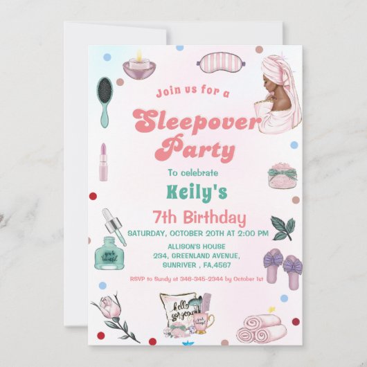 Sleepover Verjaardag Pamper Party Verjaardag Kaart (Voorkant)