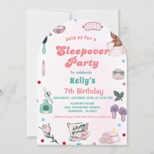 Sleepover Verjaardag Pamper Party Verjaardag Kaart (Voorkant)